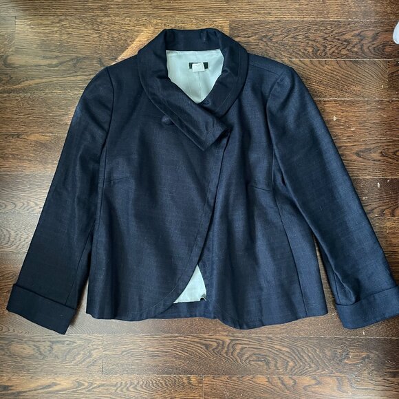 J.Crew Navy Blue Aubrey Ottoman Linen/Cotton Jacket Blazer-Size 6 - Picture 1 of 11